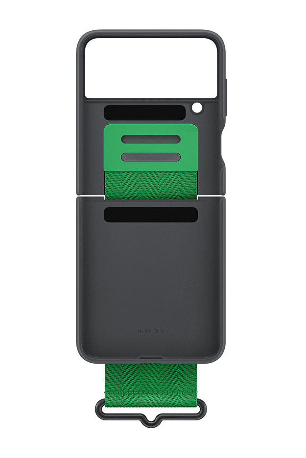 Samsung Flip4 Silicone Cover with Strap Black